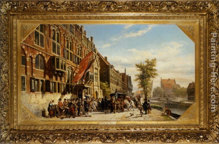 Cornelis Springer A visit of Bayliff Ten Frootenhuys to the Guild of Archers